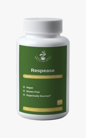 White bottle with green label "respease"